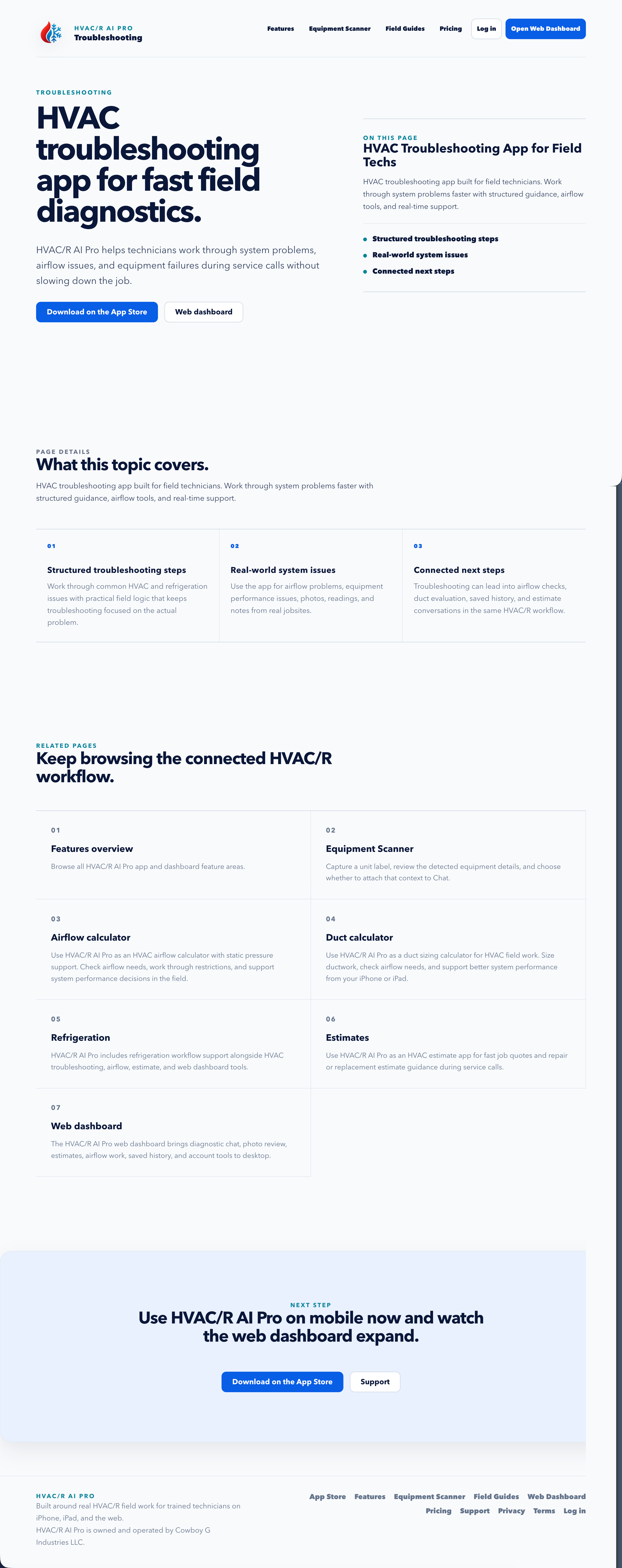 Troubleshooting page